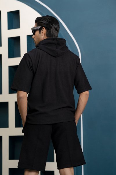 Black Knit Hoodie