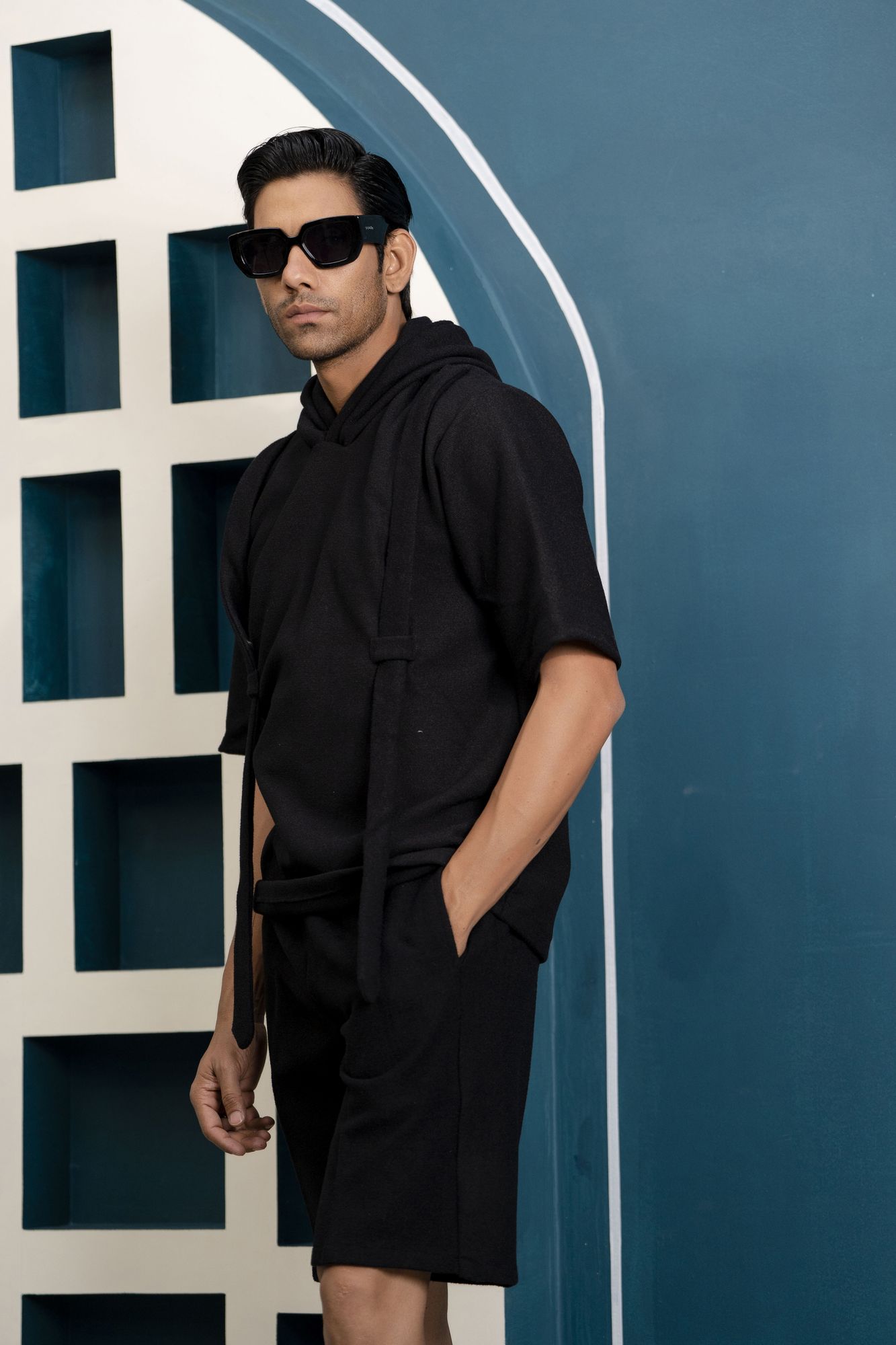 Black Knit Hoodie