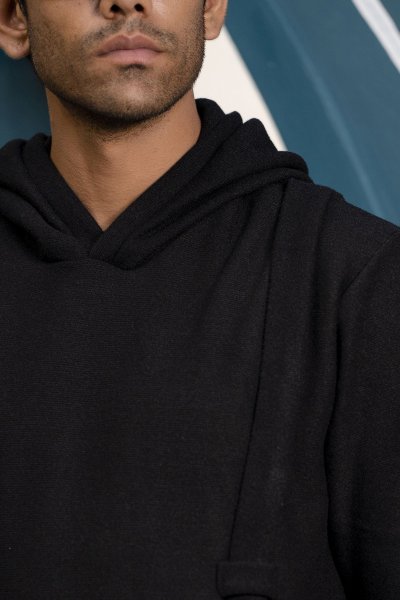Black Knit Hoodie
