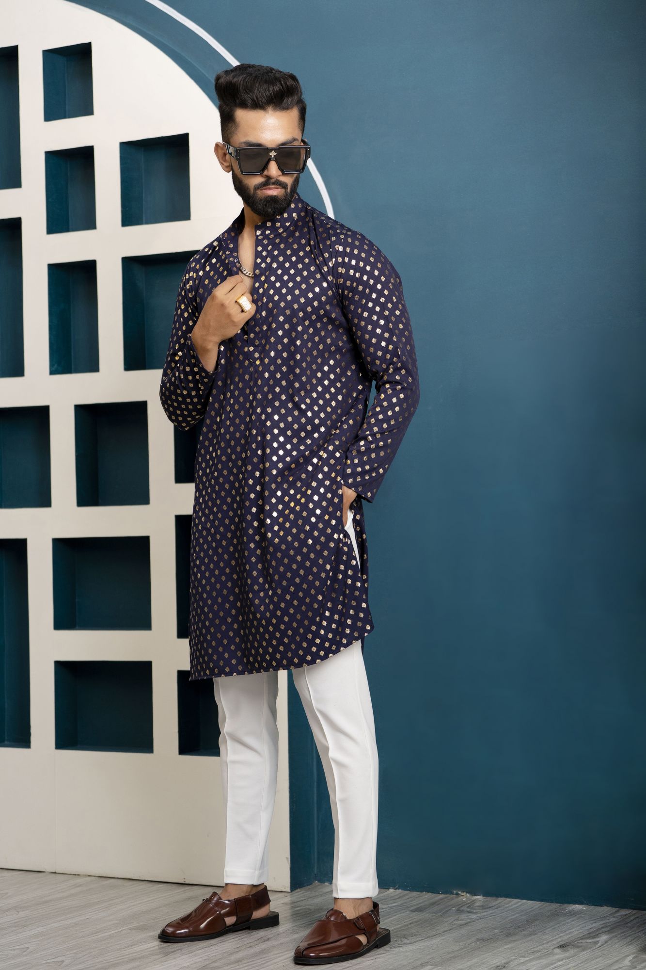 Blue Foil Kurta