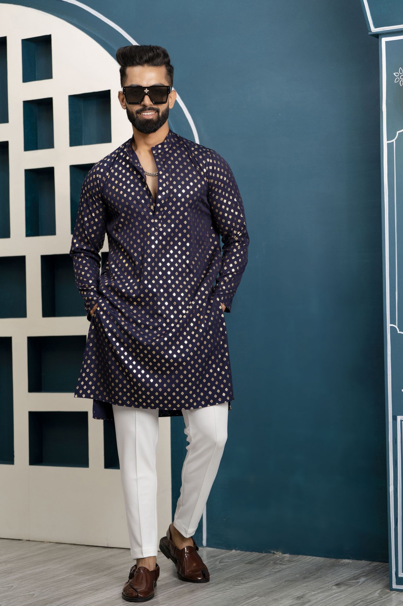 Blue Foil Kurta