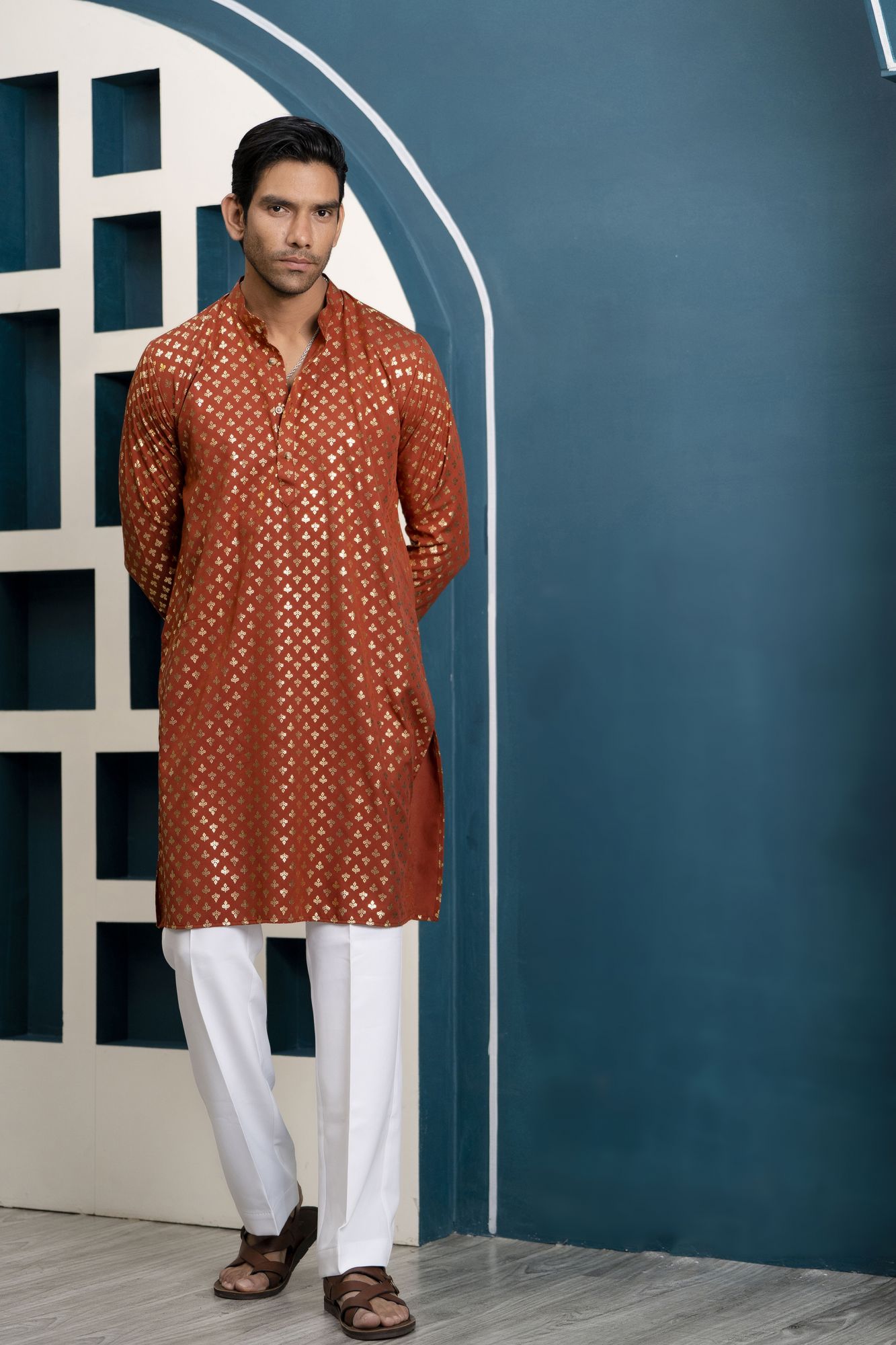 Orange Foil Kurta
