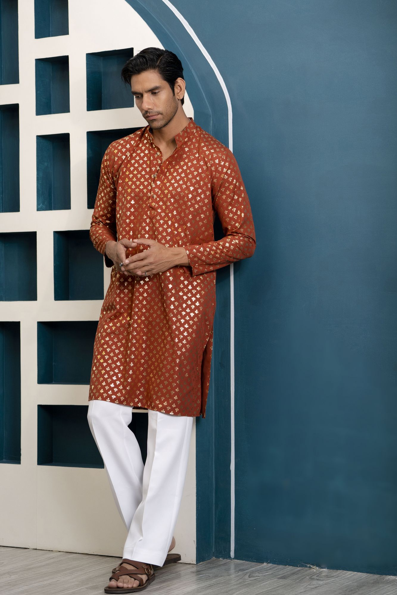 Orange Foil Kurta