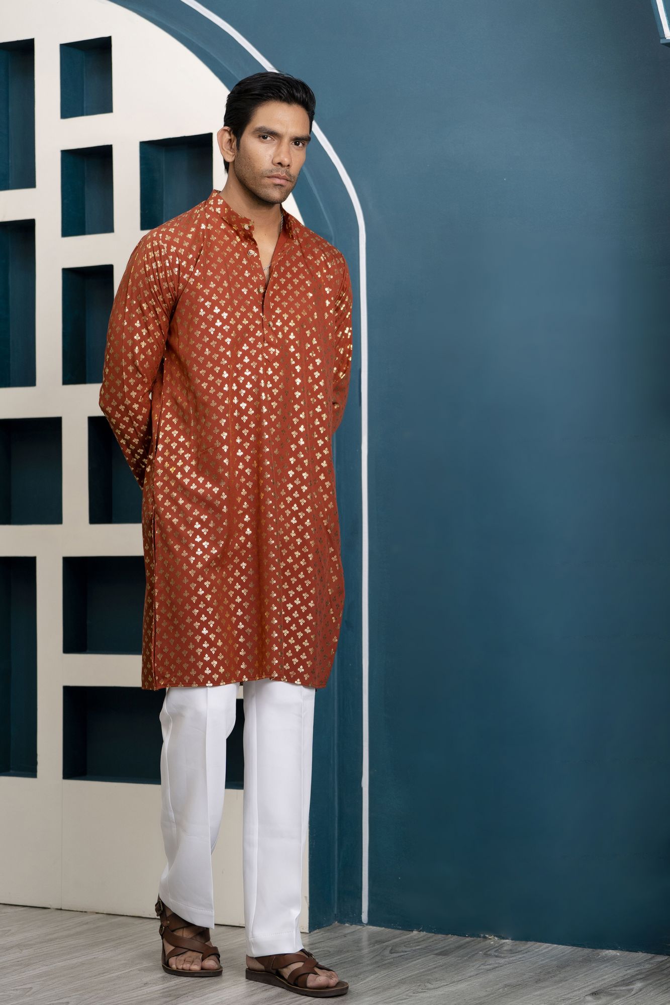 Orange Foil Kurta
