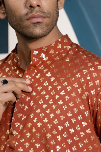 Orange Foil Kurta