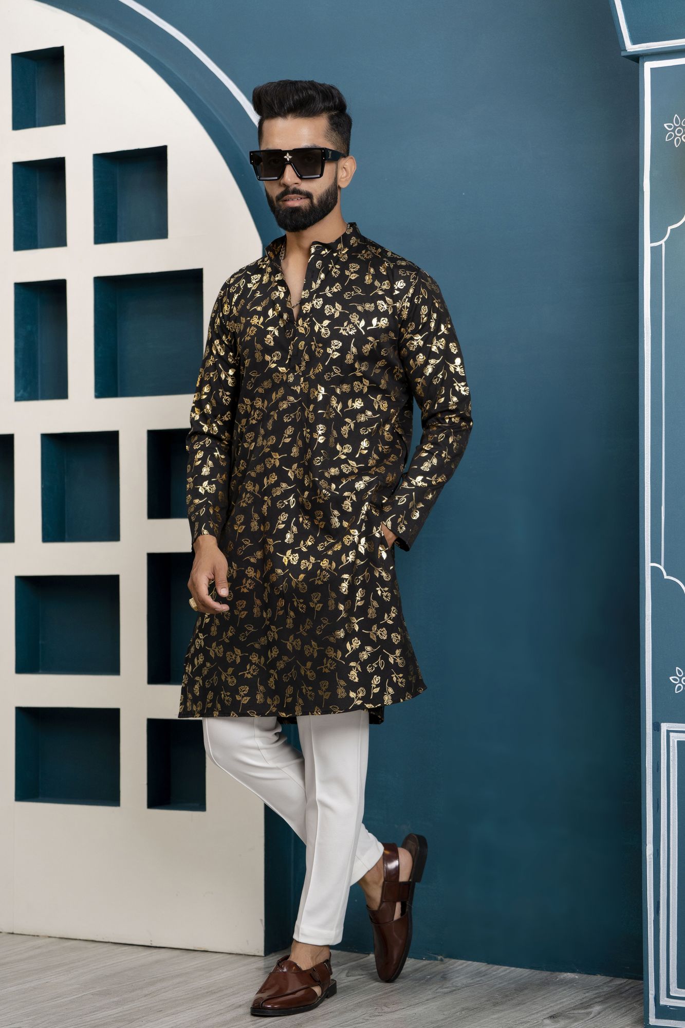 Black Foil Kurta