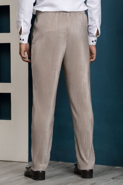 Pleated Elastic Pants In Brown