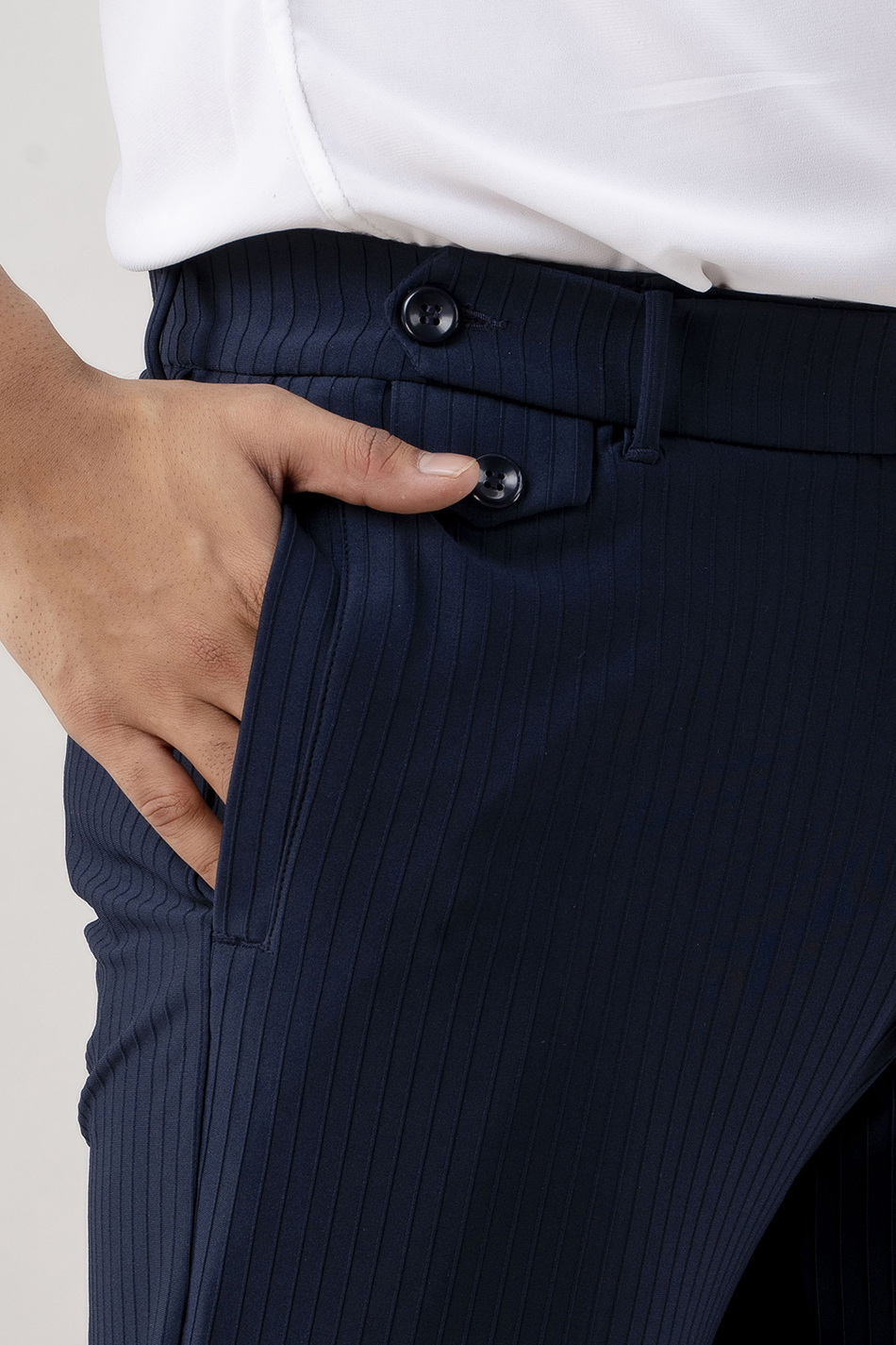 Textured Striped Pants