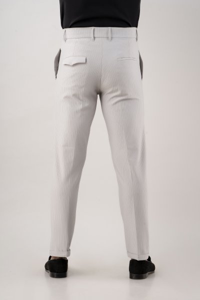 Textured Striped Pants In Grey