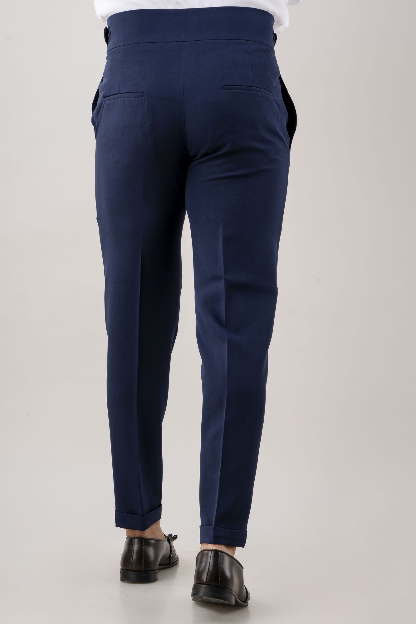 Tapered High Waist Pants In Blue