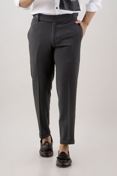 Tapered High Waist Pants In Grey