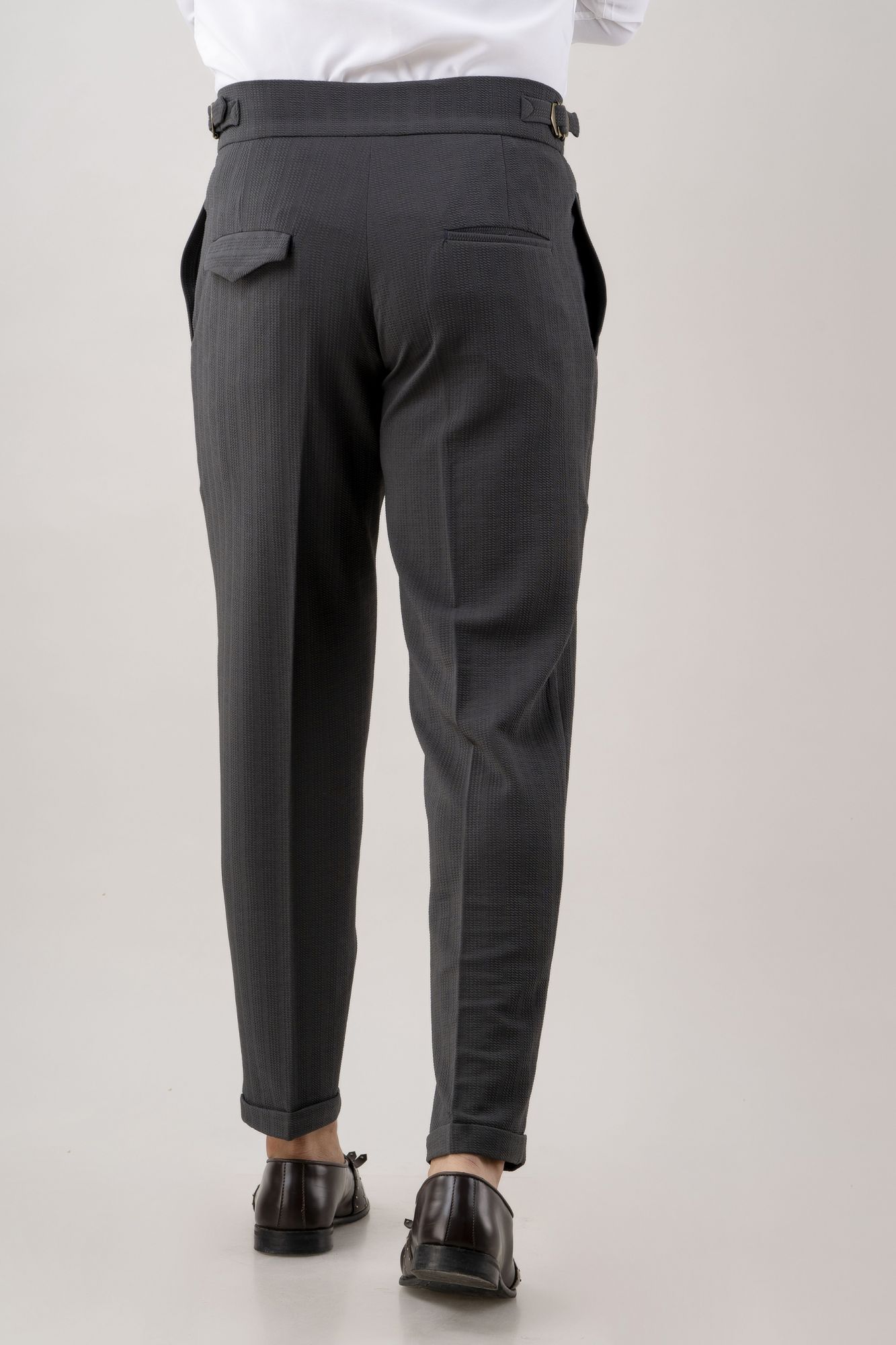 Tapered High Waist Pants In Grey
