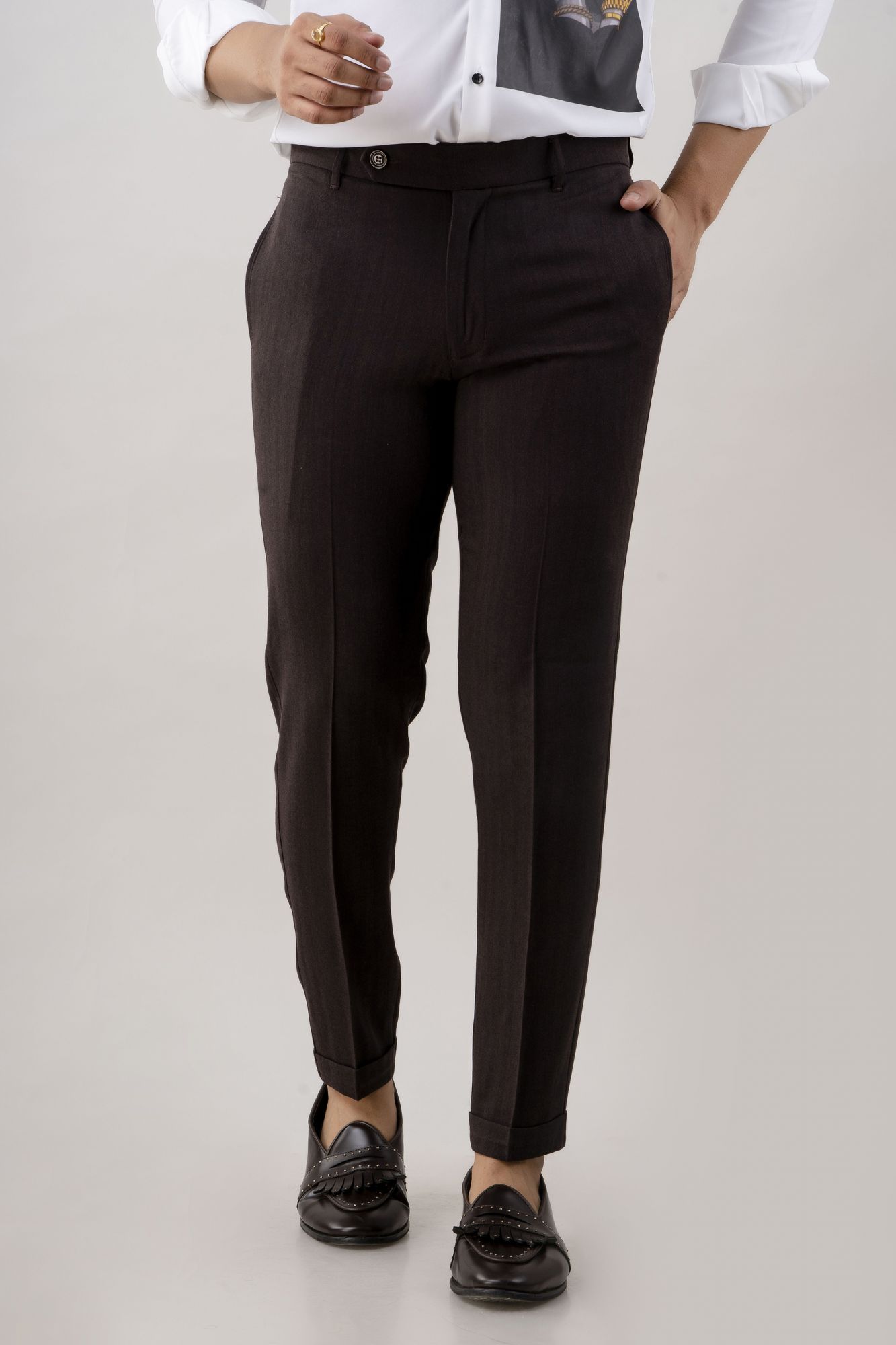 Tailored Striped Pants In Wine