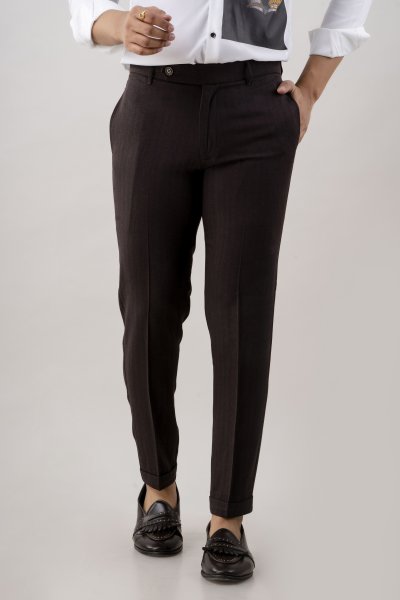 Tailored Striped Pants In Wine