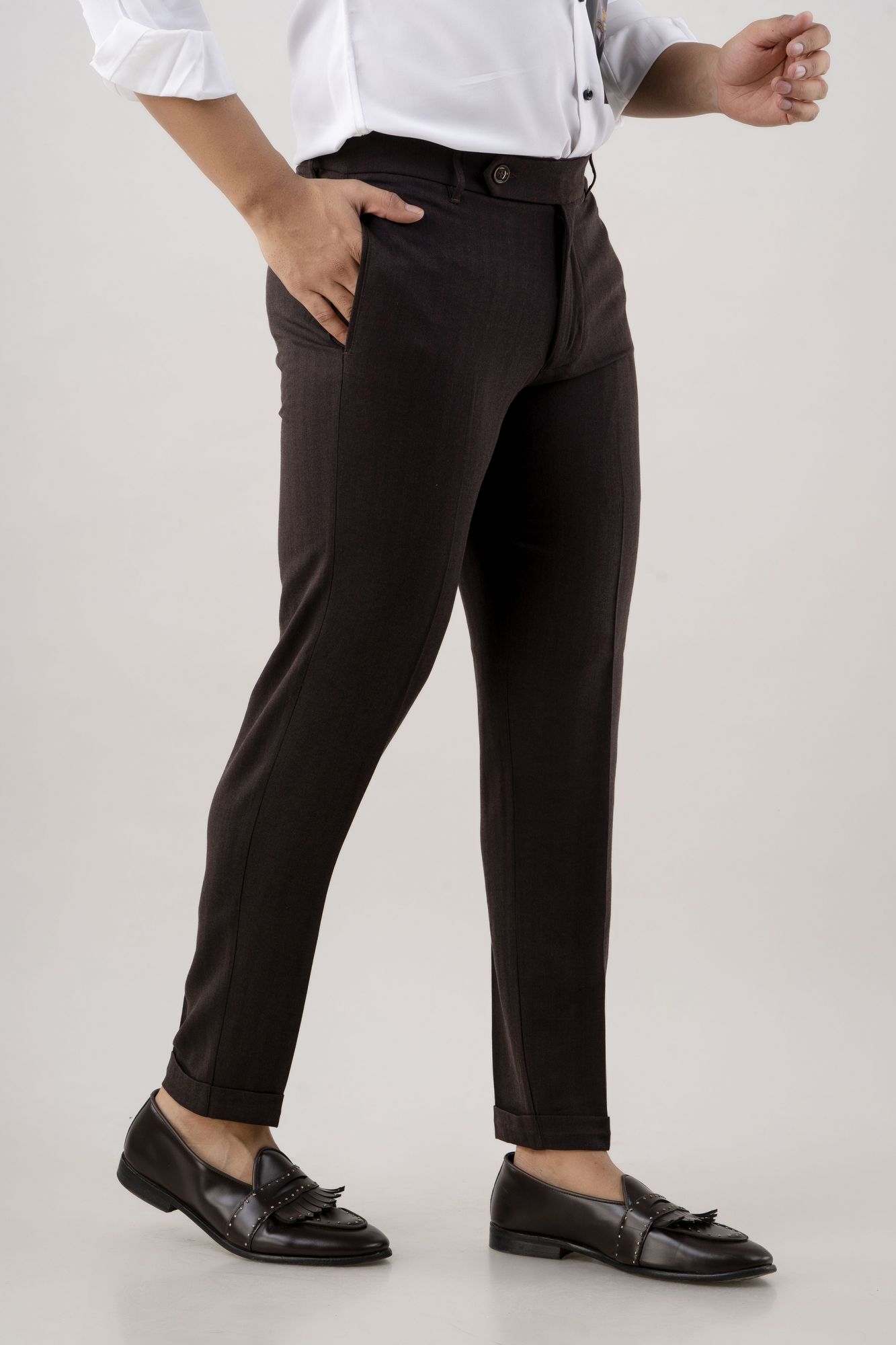 Tailored Striped Pants In Wine