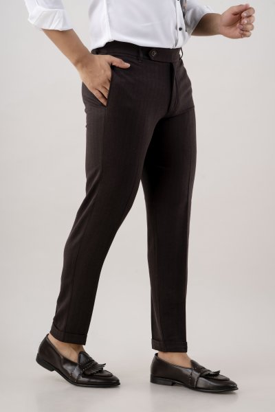 Tailored Striped Pants In Wine