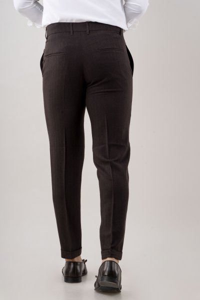 Tailored Striped Pants In Wine