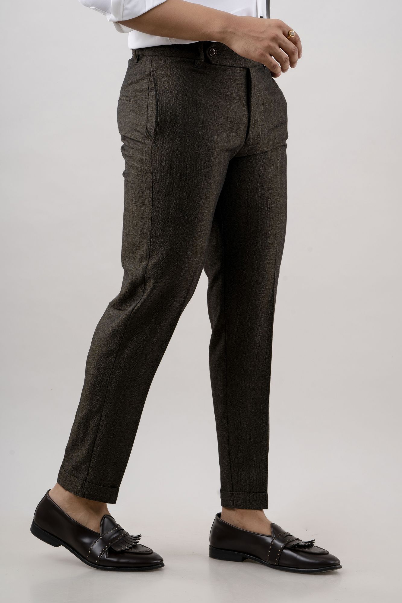 Tailored Striped Pants In Brown