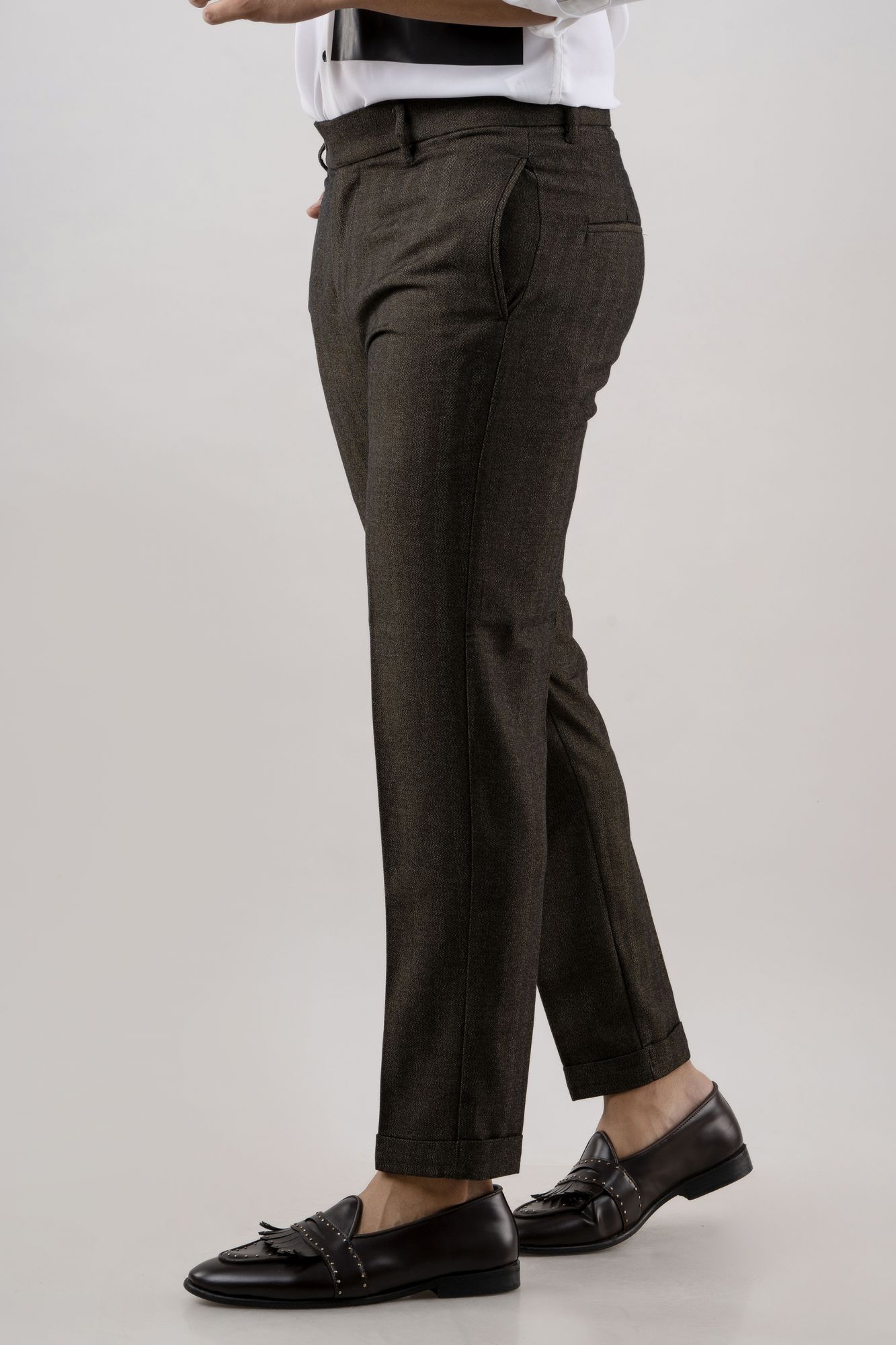 Tailored Striped Pants In Brown