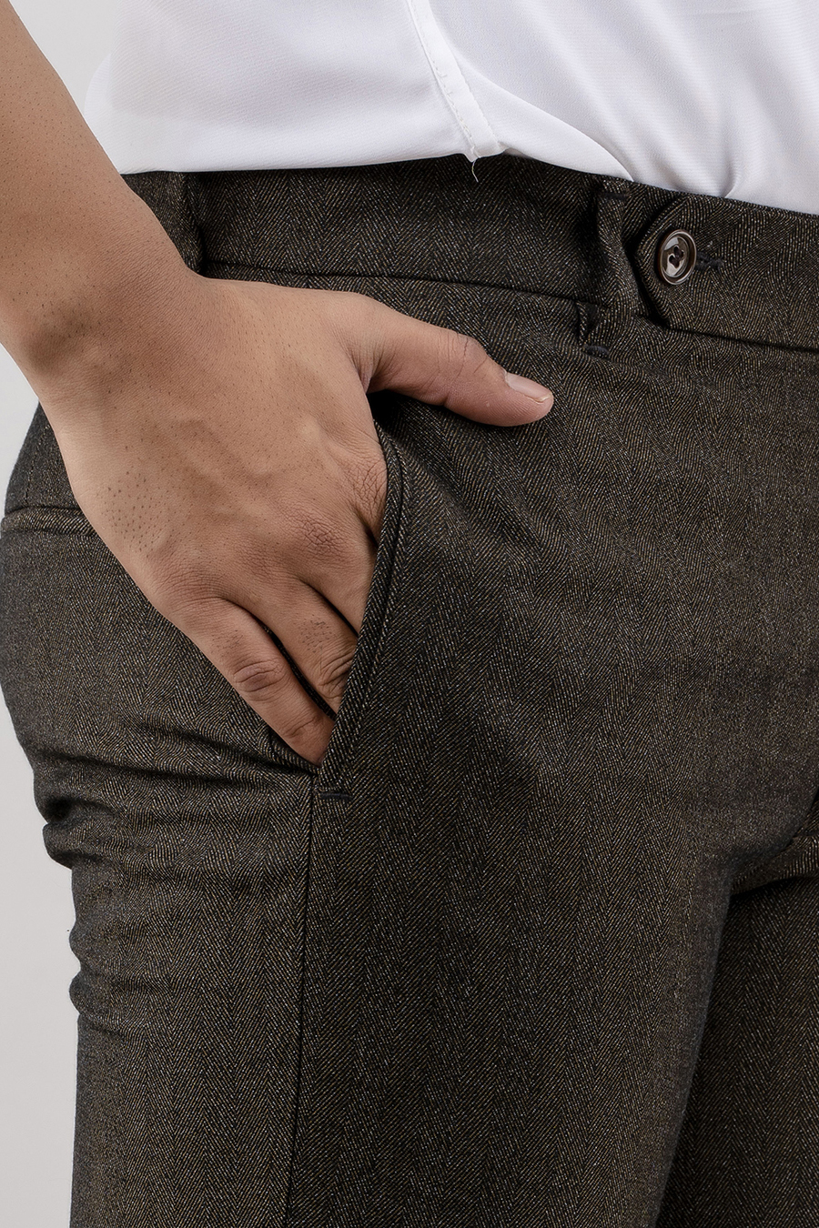 Tailored Striped Pants In Brown