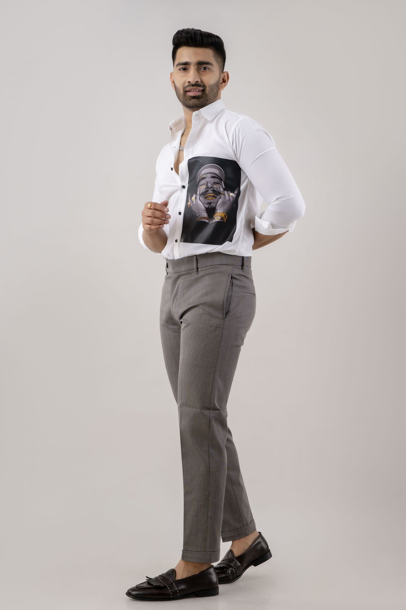 Textured Pants In Grey