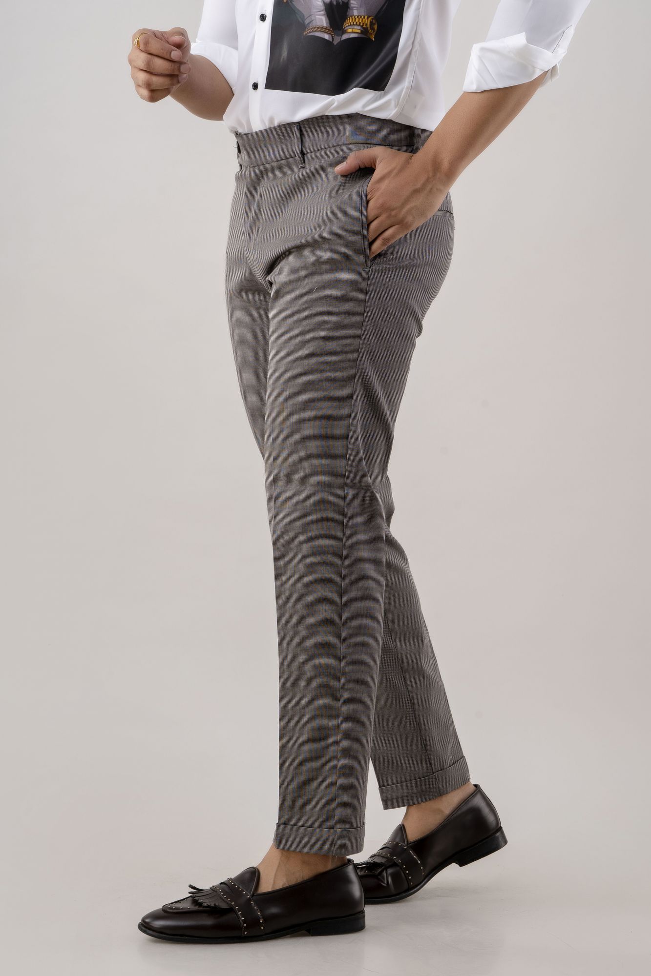 Textured Pants In Grey