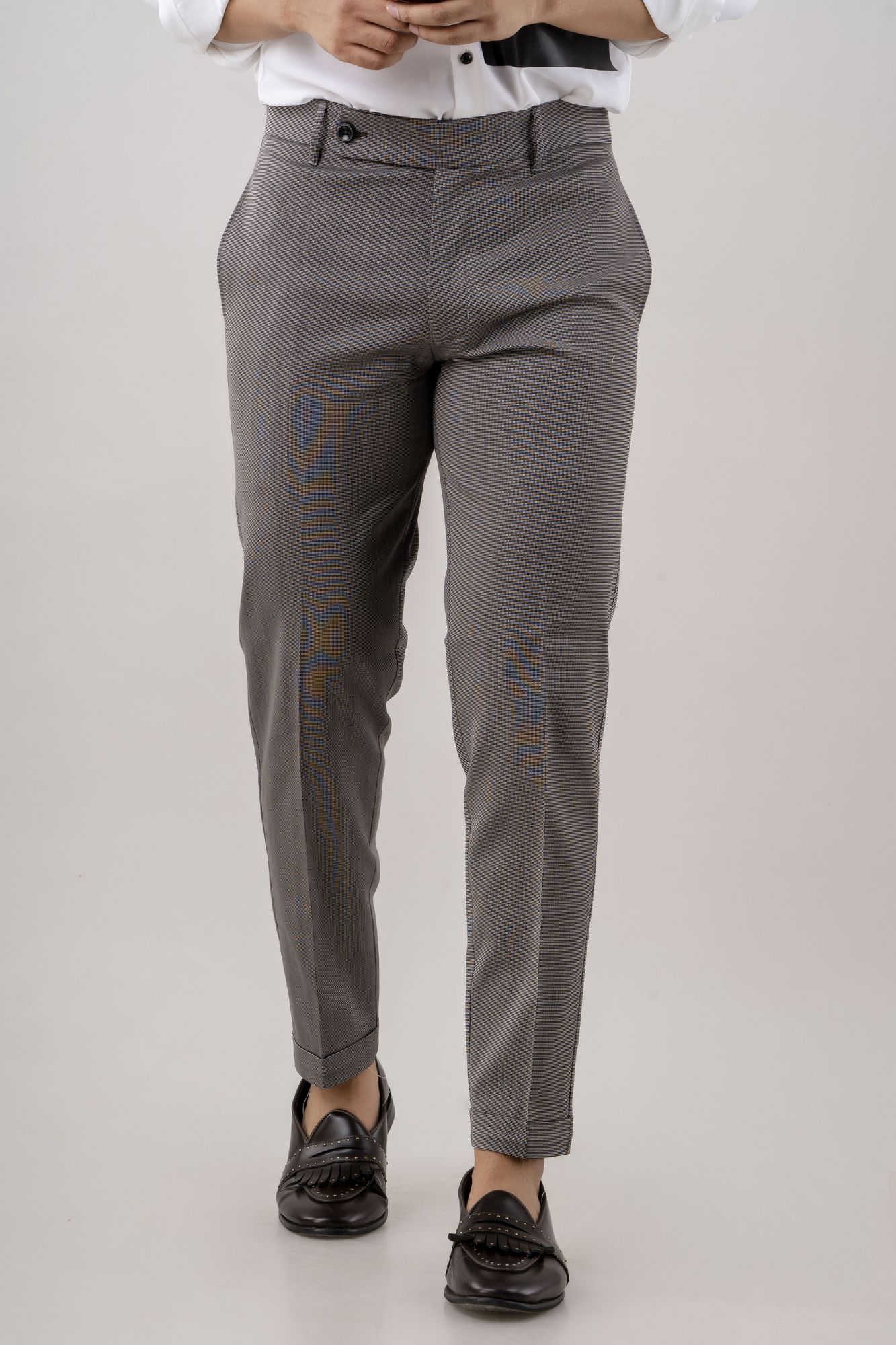 Textured Pants In Grey