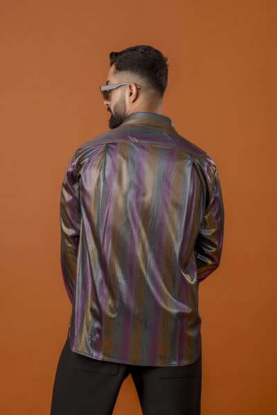 Foil Lycra Striped Shirt