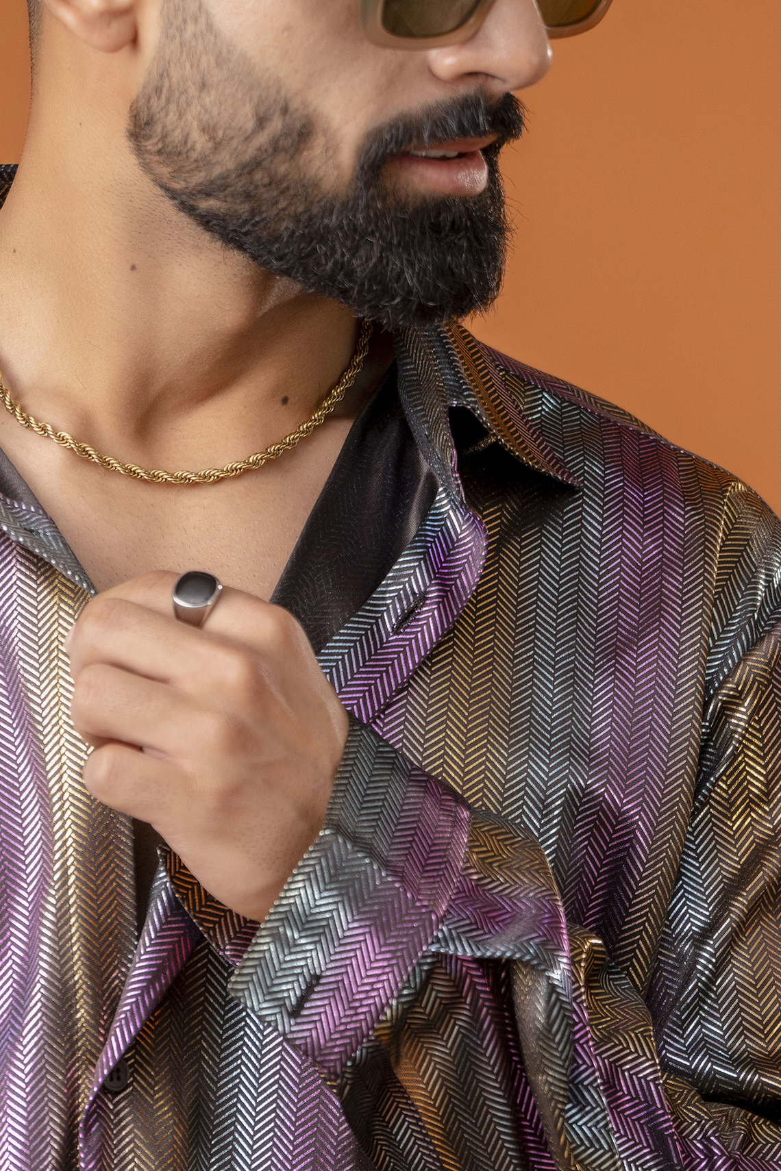 Foil Lycra Striped Shirt