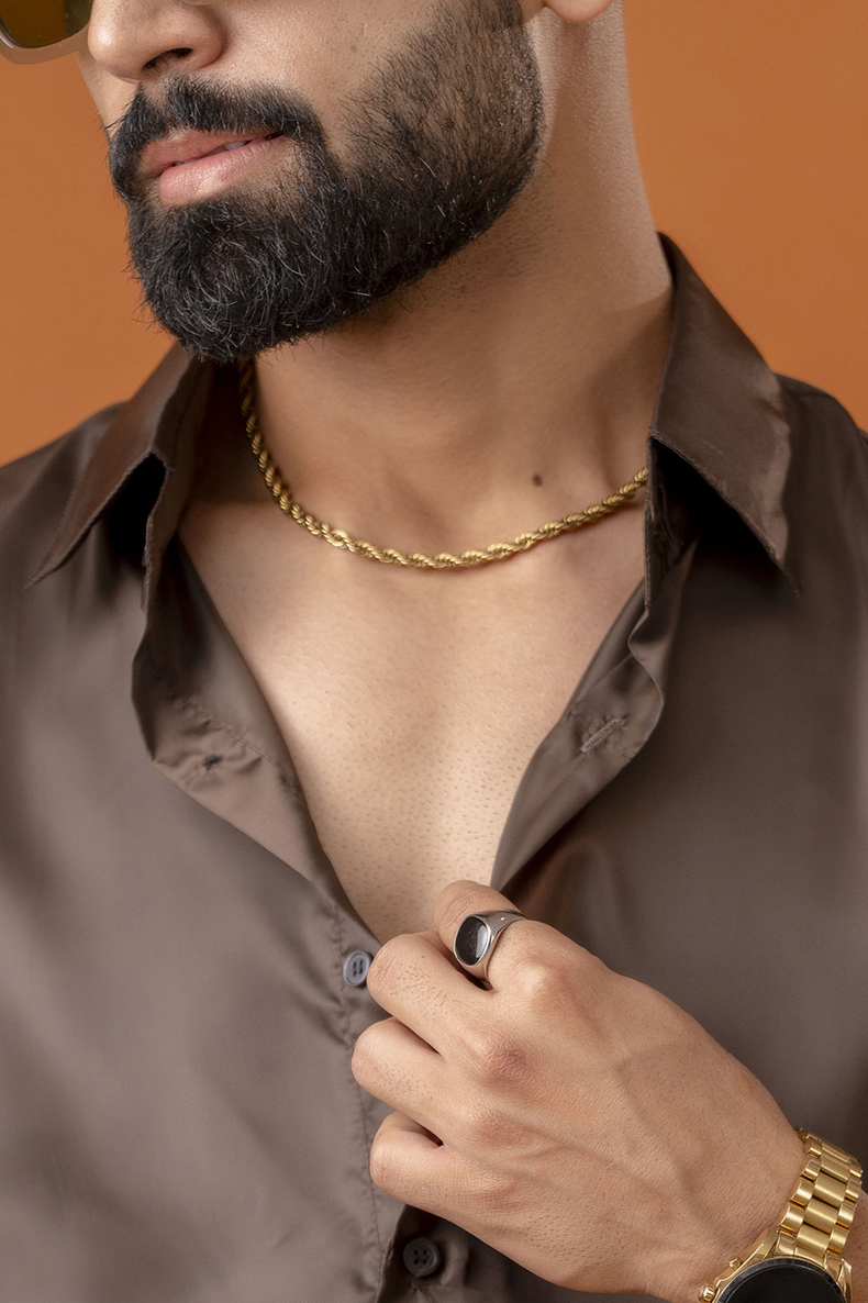 Brown Satin Oversized Shirt