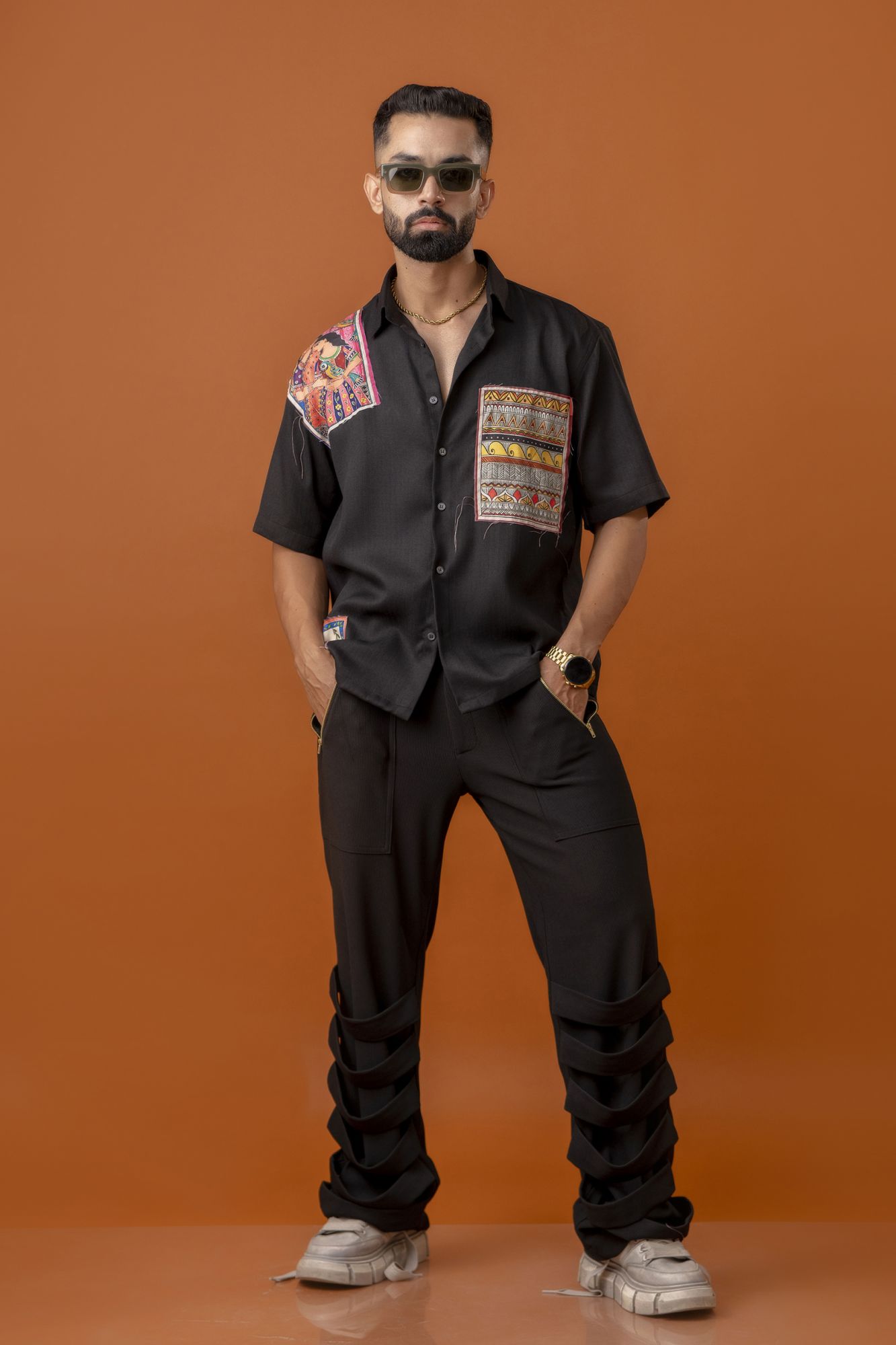 Patchy Black Baggy Shirt