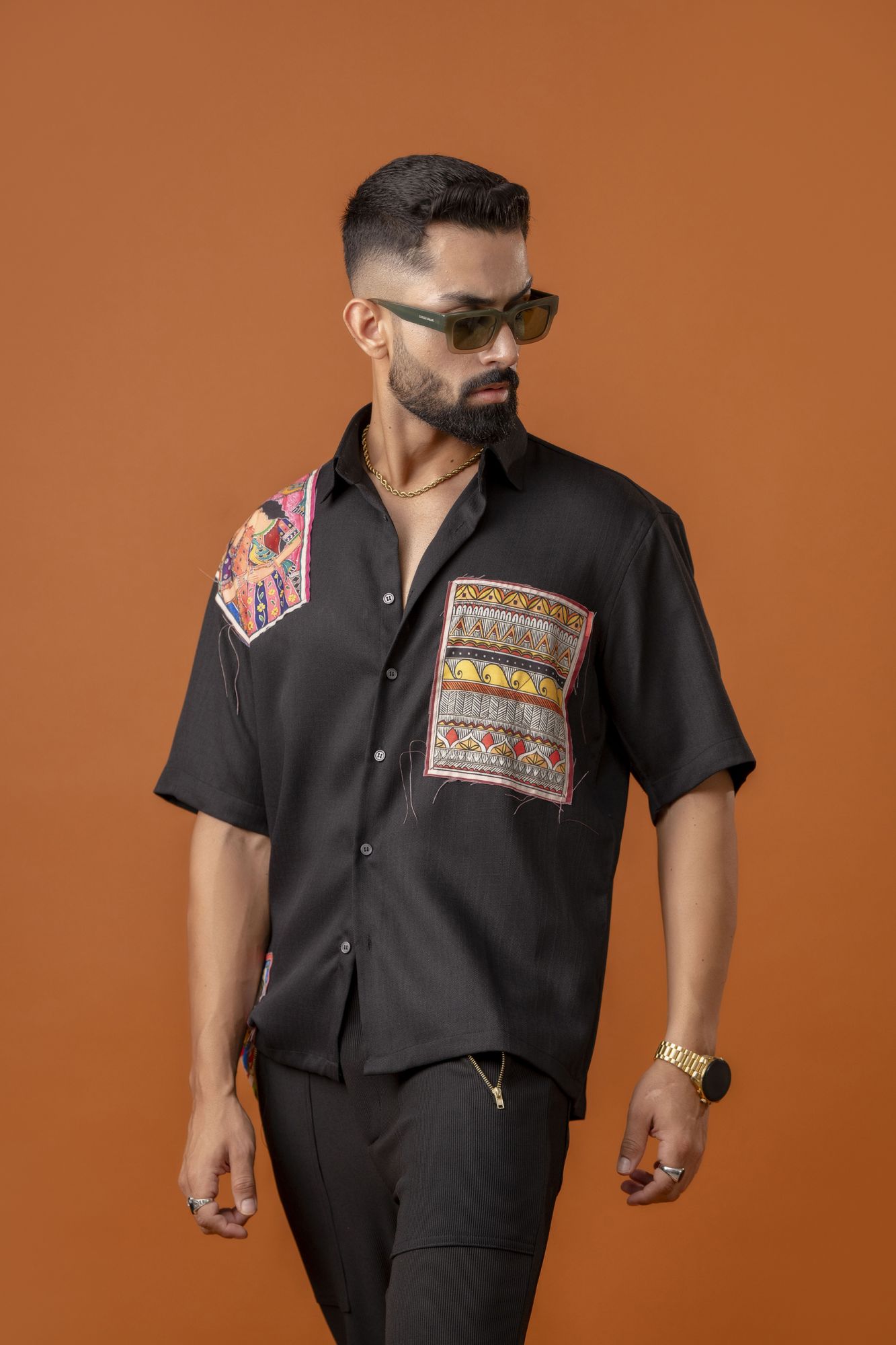 Patchy Black Baggy Shirt