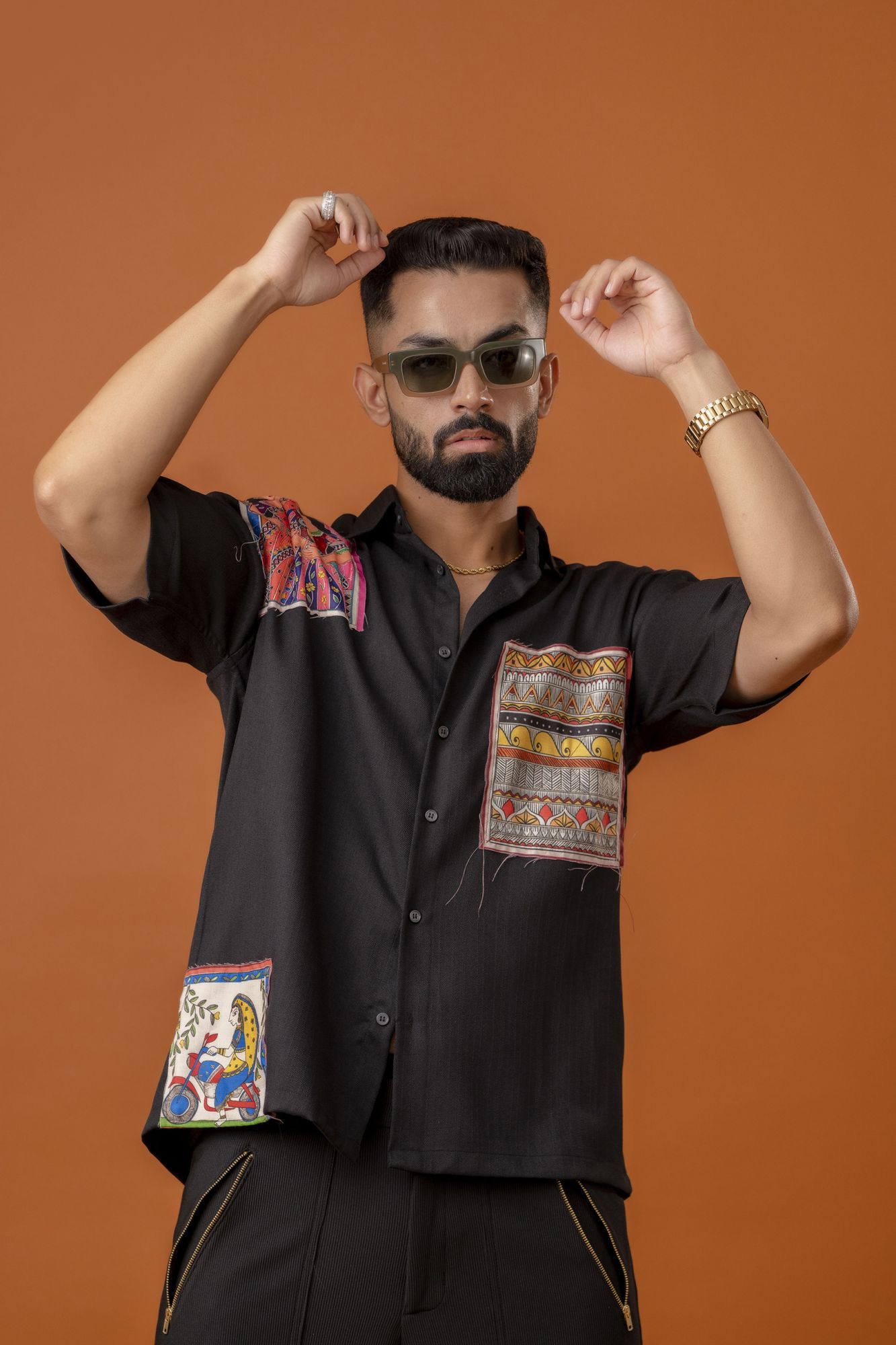 Patchy Black Baggy Shirt