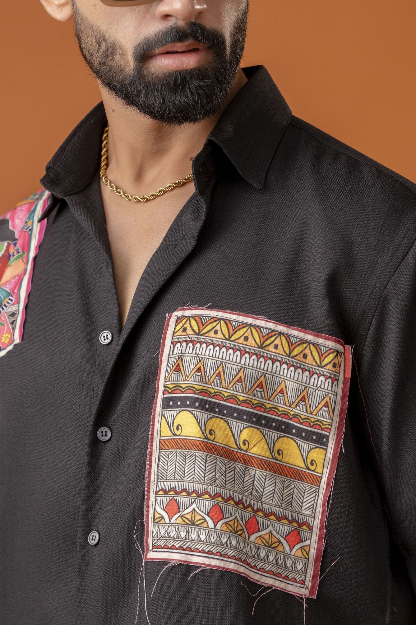 Patchy Black Baggy Shirt