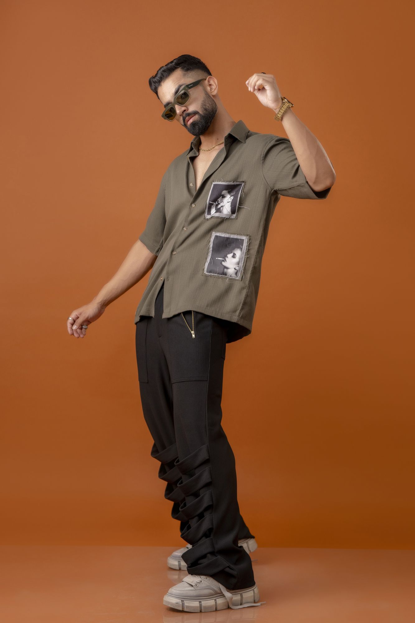 Pathcy Baggy Shirt In Olive