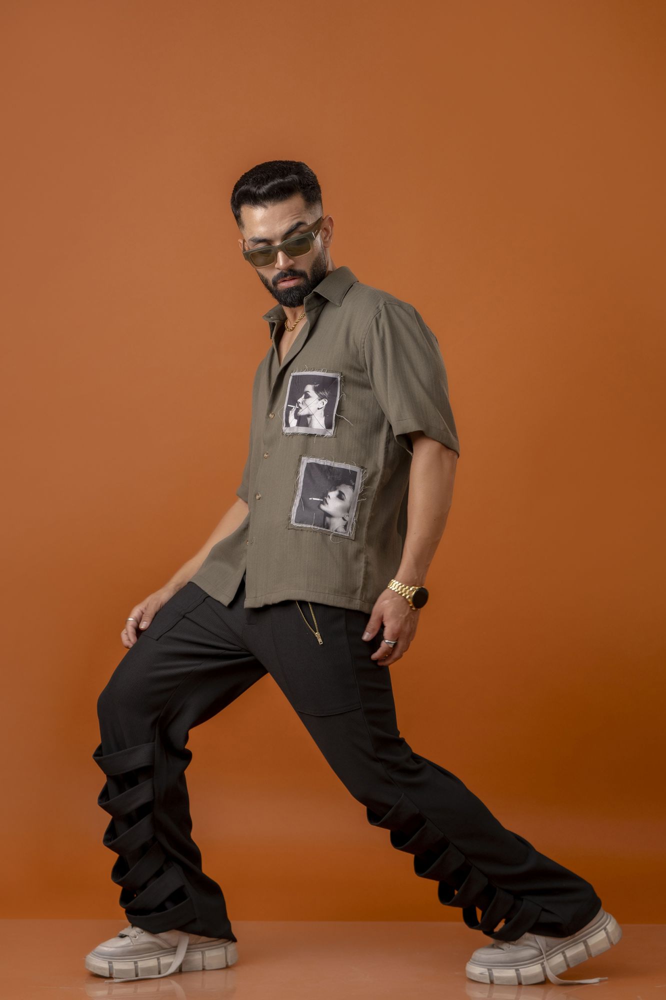 Pathcy Baggy Shirt In Olive