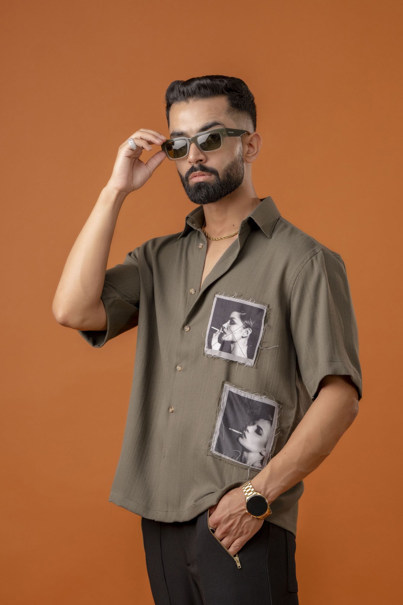 Pathcy Baggy Shirt In Olive