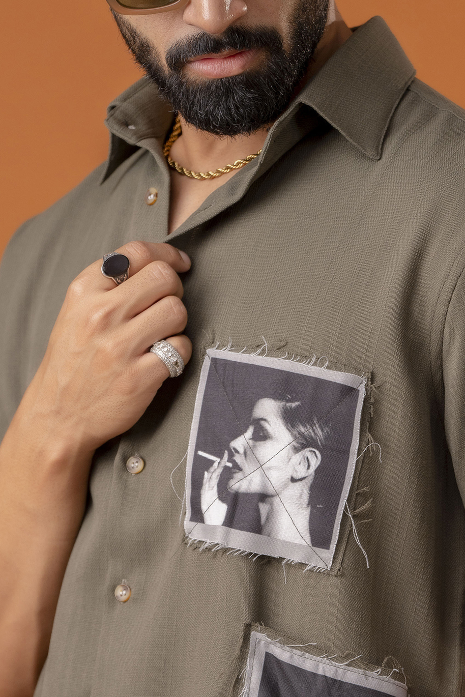 Pathcy Baggy Shirt In Olive