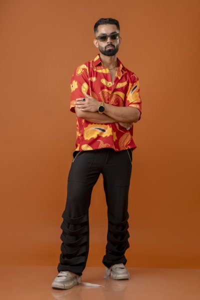 Printed Flowing Baggy Shirt
