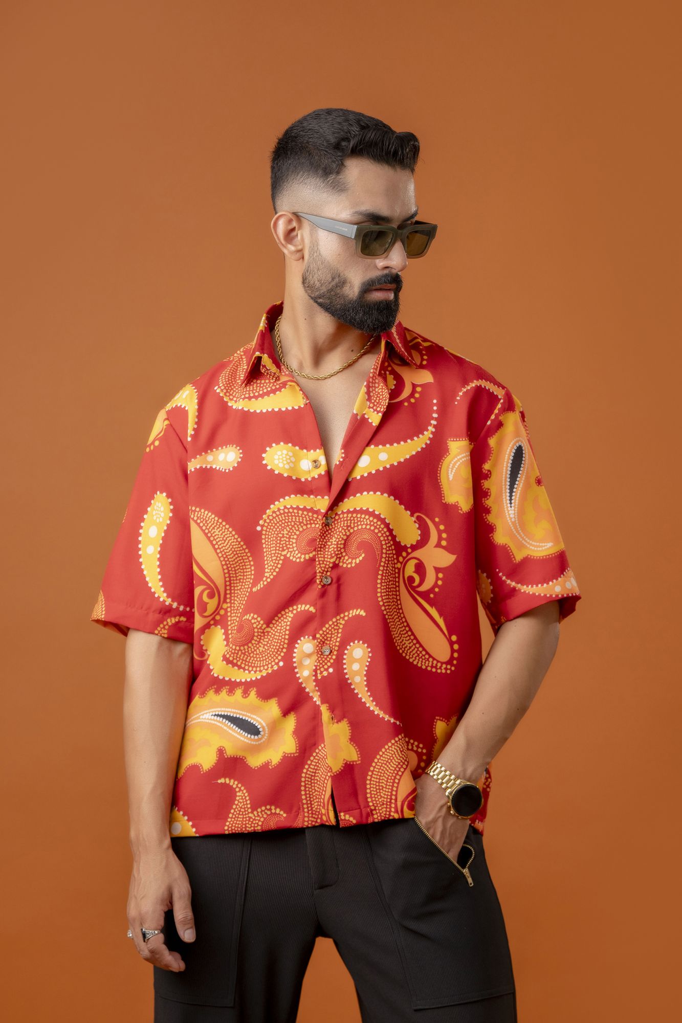 Printed Flowing Baggy Shirt