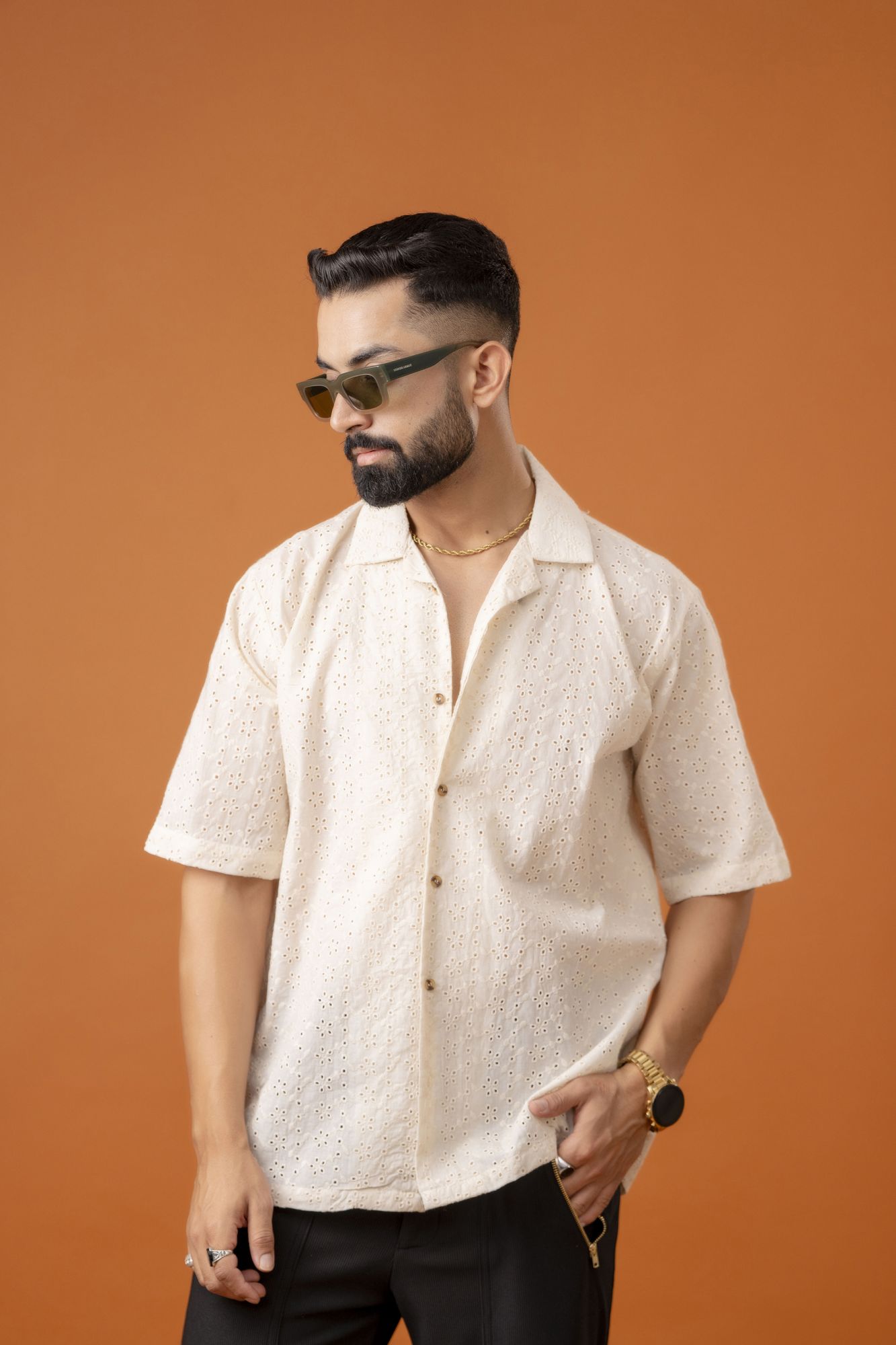 Schiffli Shirt In Off White