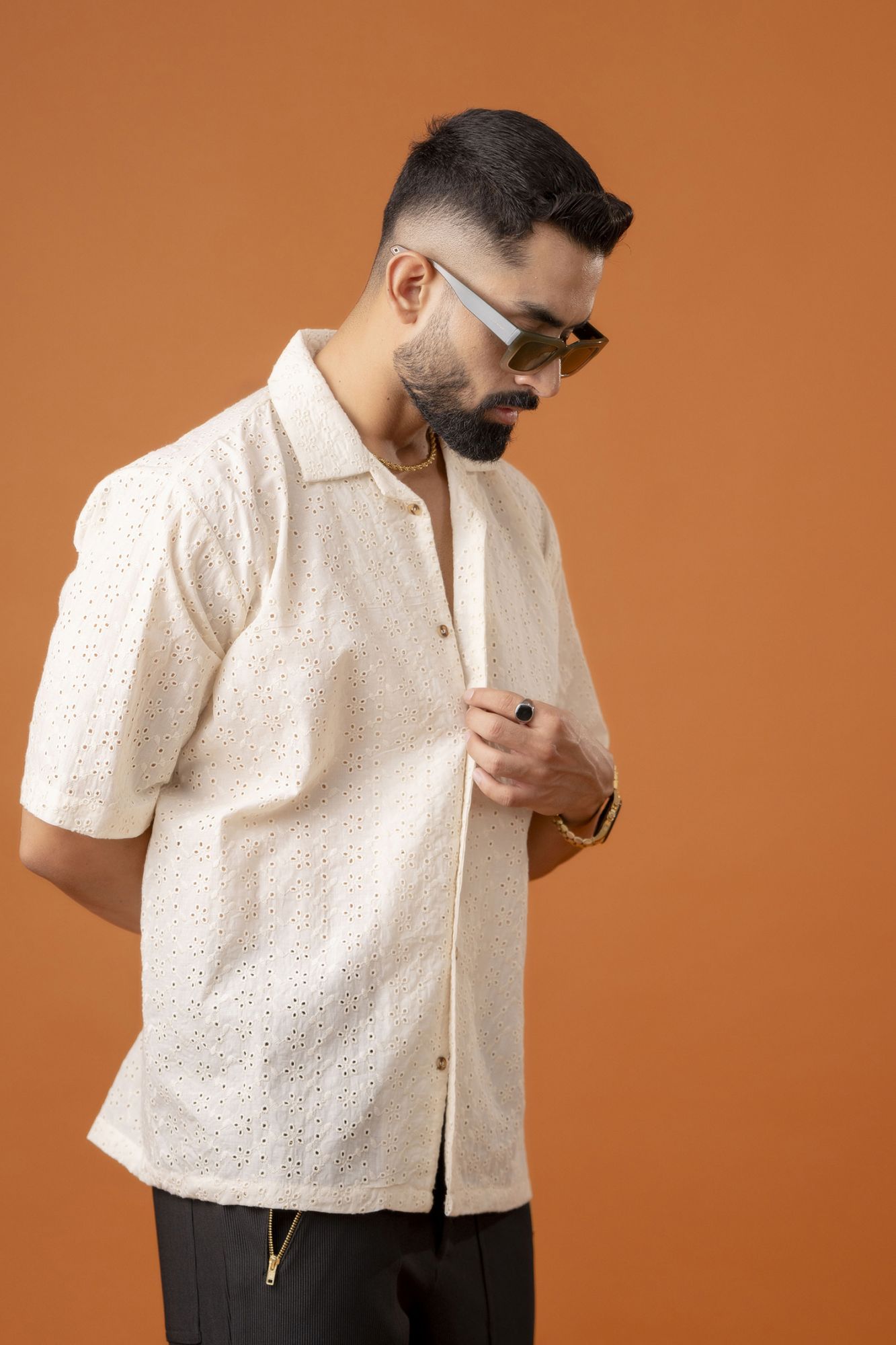 Schiffli Shirt In Off White