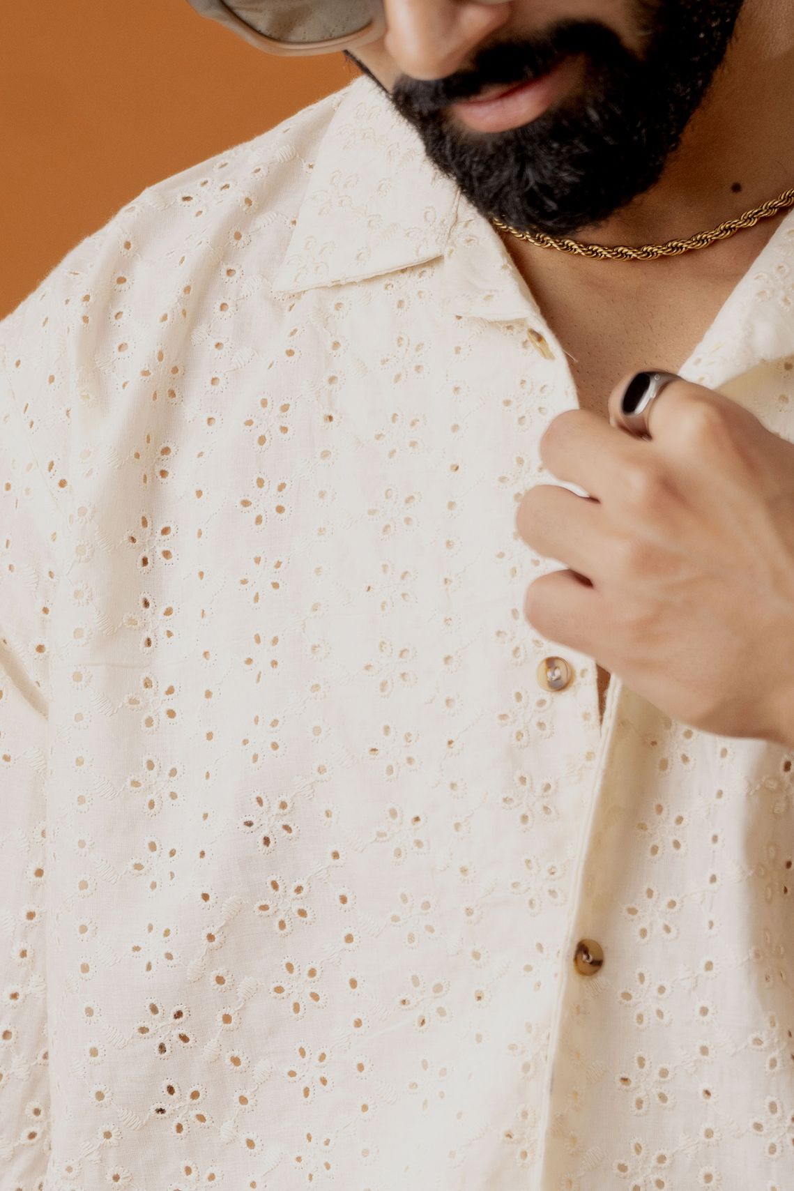 Schiffli Shirt In Off White