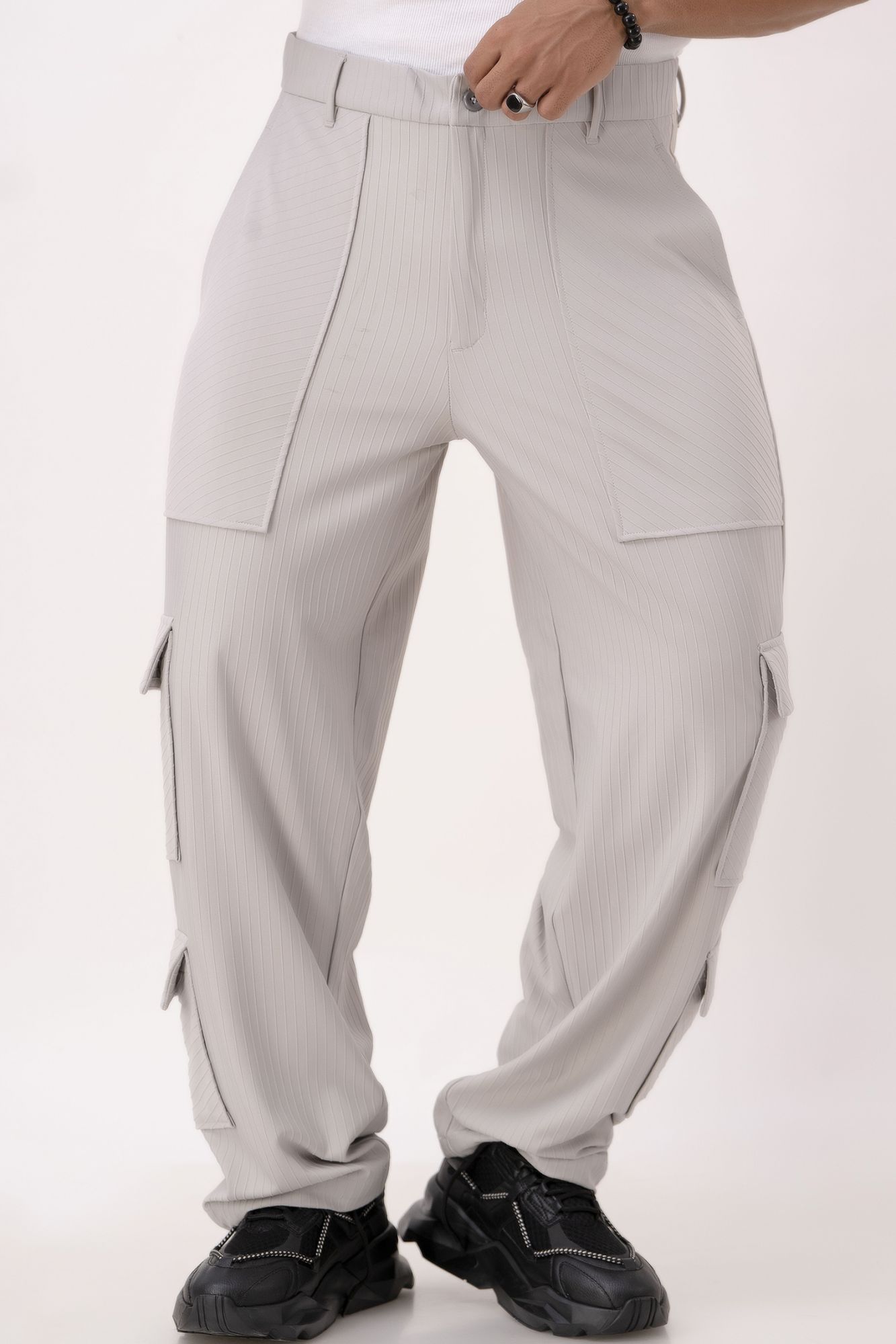 Self Striped Parallel Cargo Pants