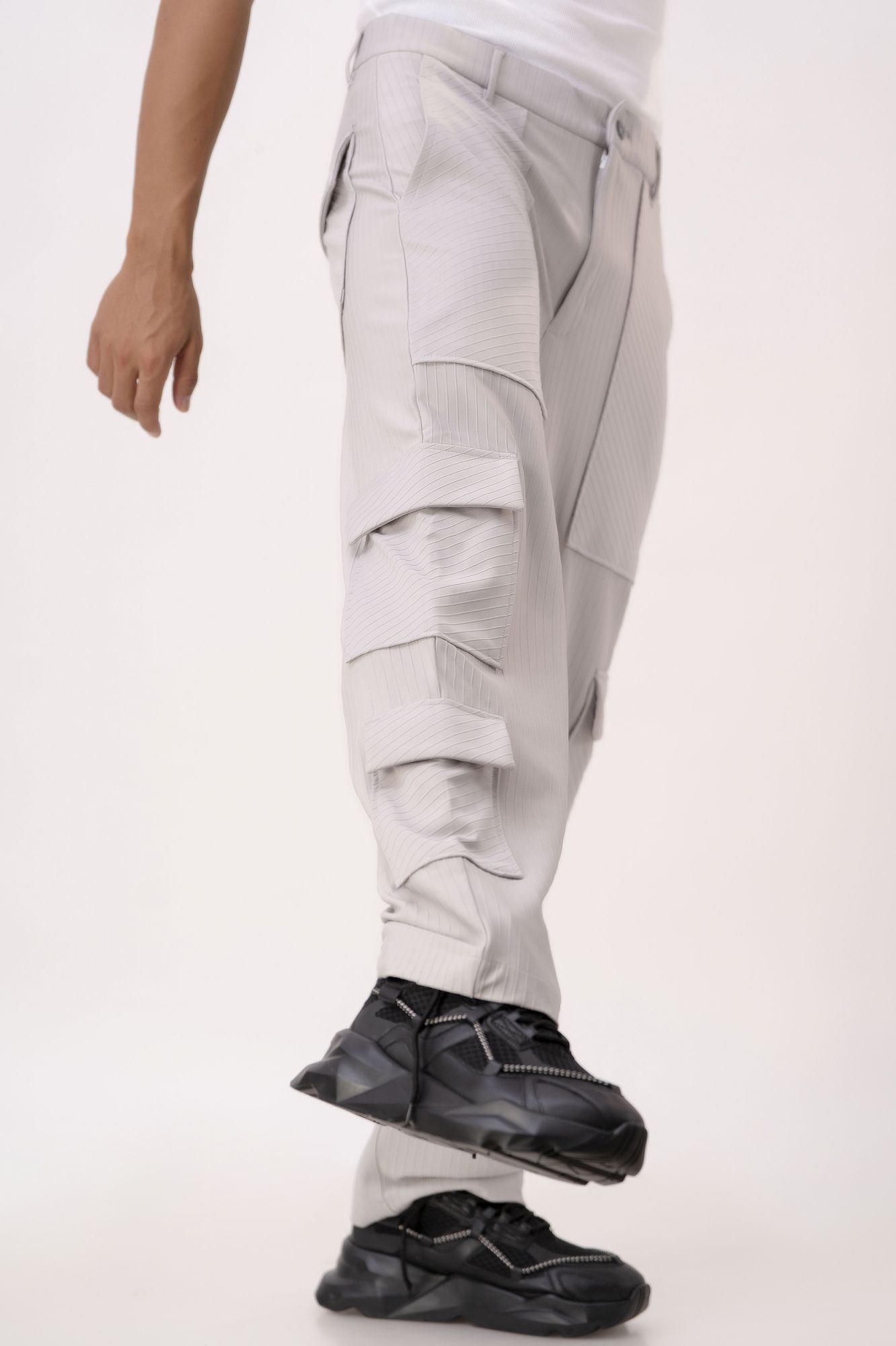 Self Striped Parallel Cargo Pants