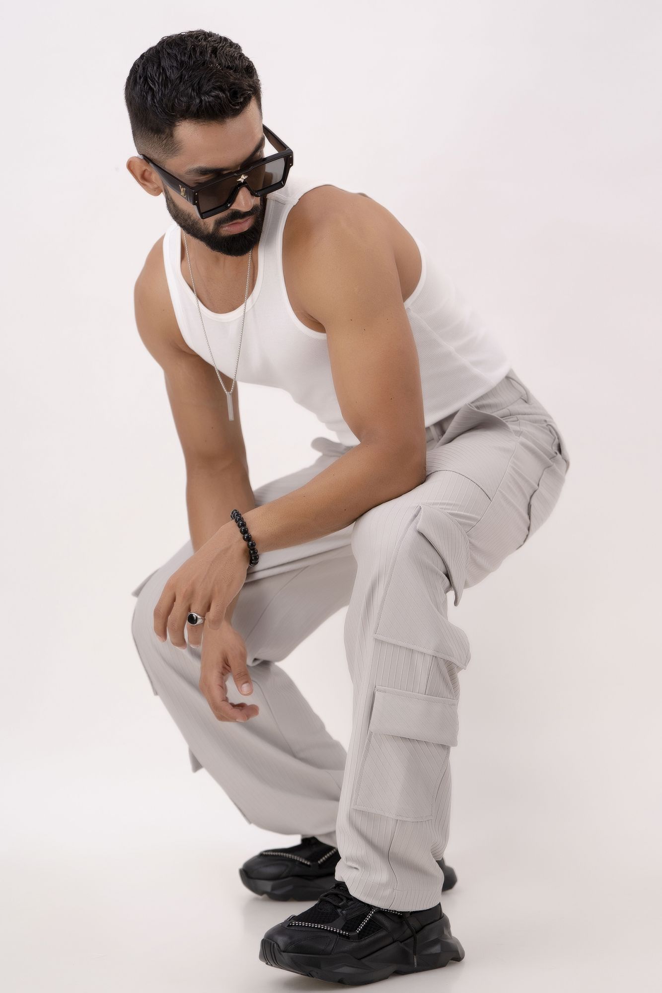 Self Striped Parallel Cargo Pants