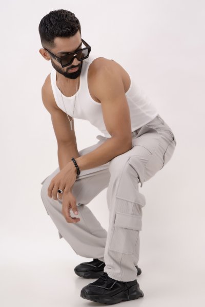 Self Striped Parallel Cargo Pants