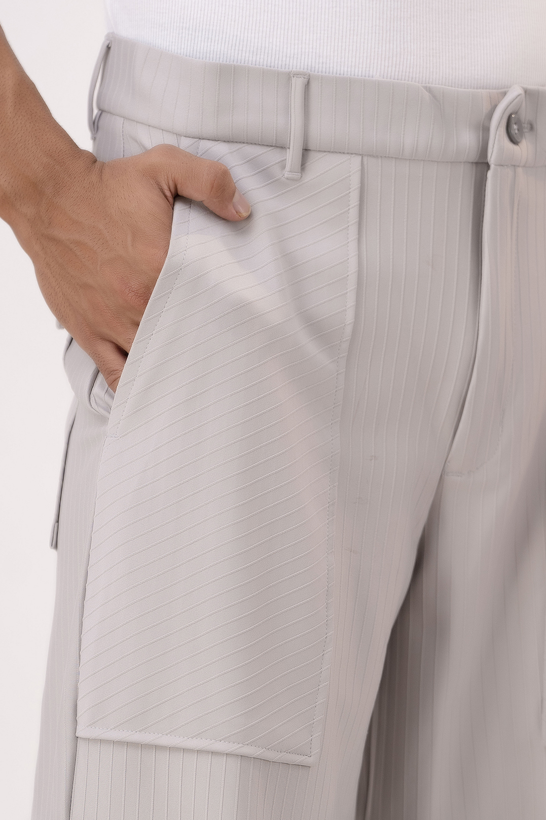 Self Striped Parallel Cargo Pants