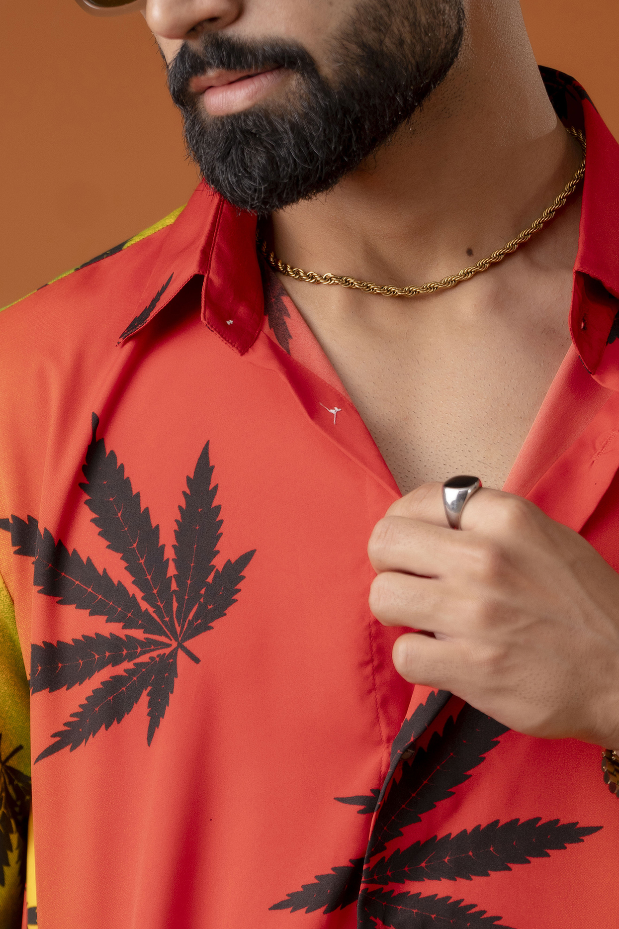 Multicolor Leaf Print Flowing Shirt