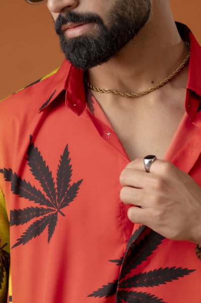 Multicolor Leaf Print Flowing Shirt